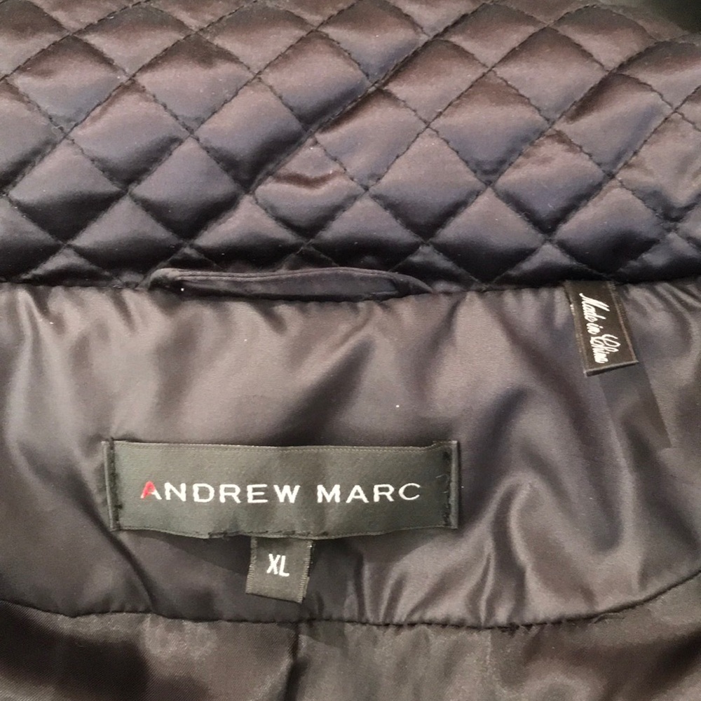 Andrew Marc Quilted Down Belted Satin Puffer Coat Jacket Black Size XL NWT - Picture 13 of 17